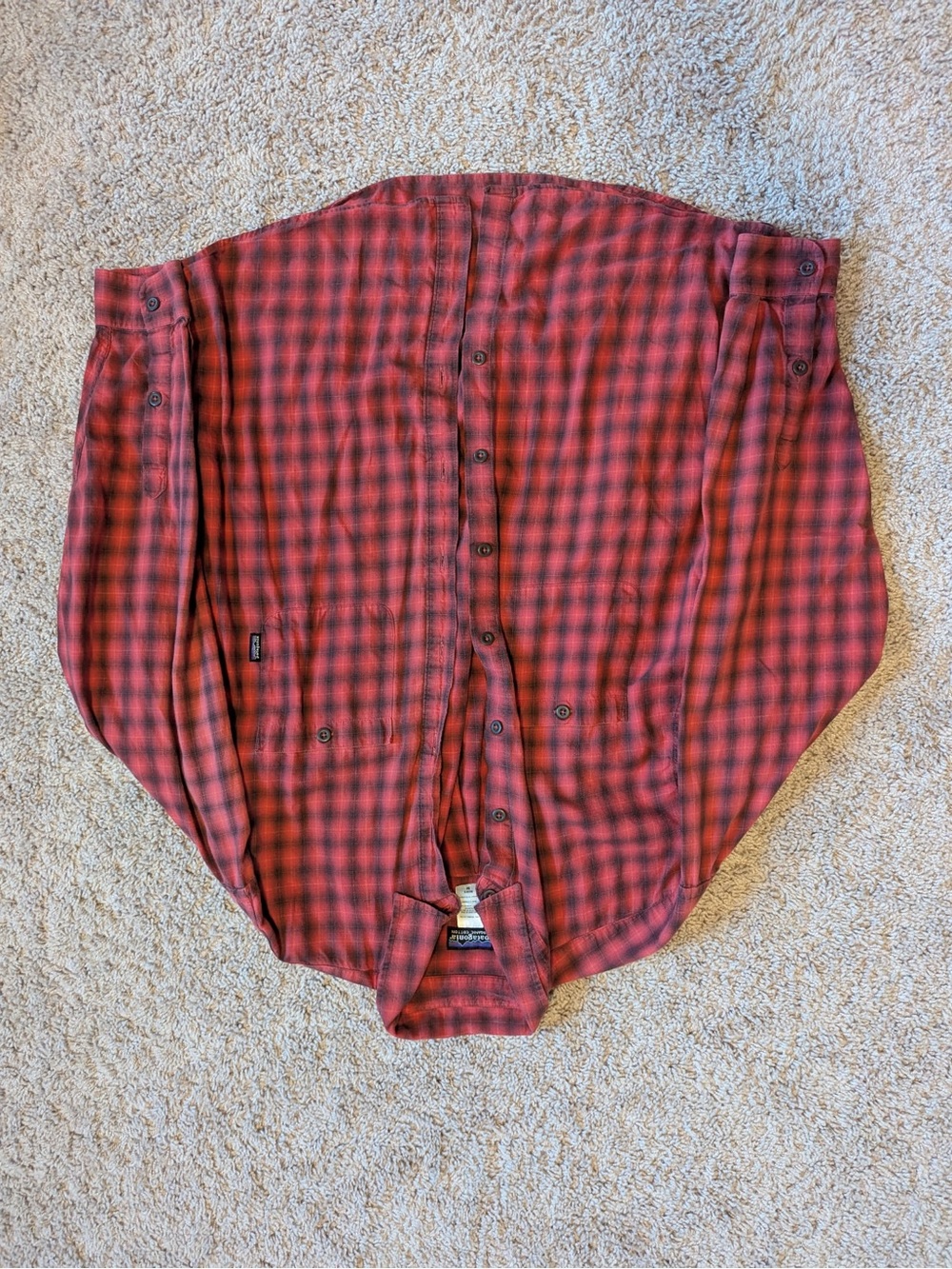 Patagonia Red and Black Plaid Button-Up Shirt